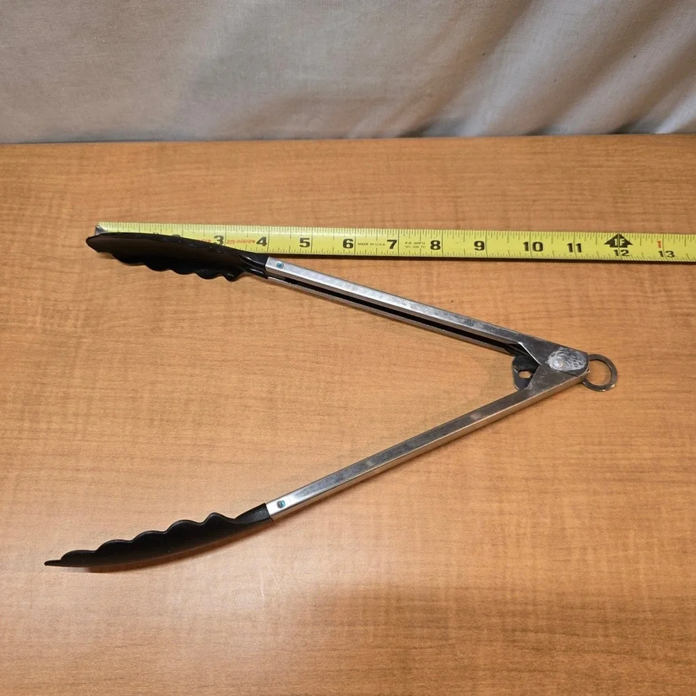 Kitchen Food Tongs Silicone Stainless Steel Set of 2 12